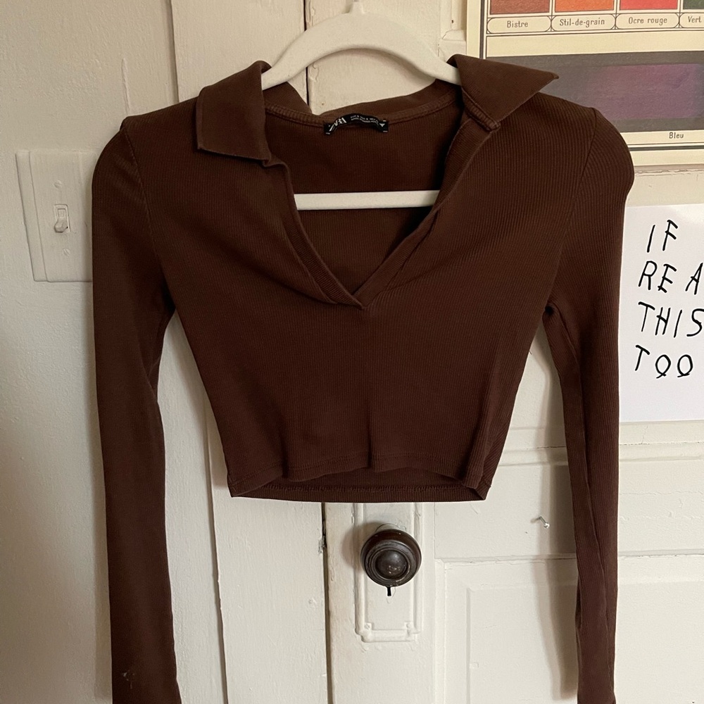 Cropped Long Sleeve Shirt - ZARA
